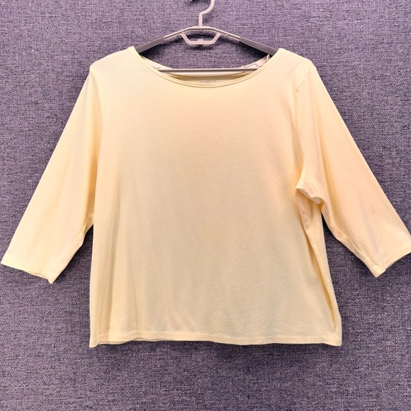 Talbots Womens Shirt Size 3X Yellow Pima Cotton 3/4 Sleeve Soft Tee Top - Picture 1 of 10